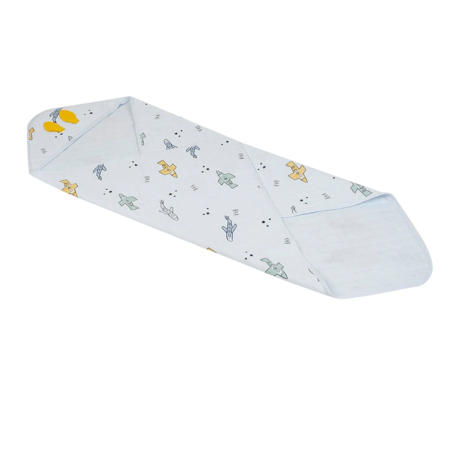 Baby Moo Aeroplane Soft Warm Hooded Wrapper - White