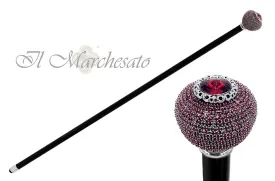Esteemed round Knob with Siam crystals